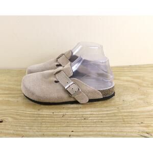 Quince Shoes Womens Suede 7 Taupe Mules Clogs Flats Slip On